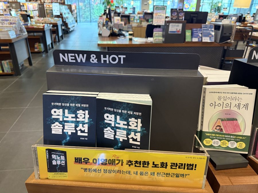 교보문고 은평점 매대의 『역노화 솔루션』